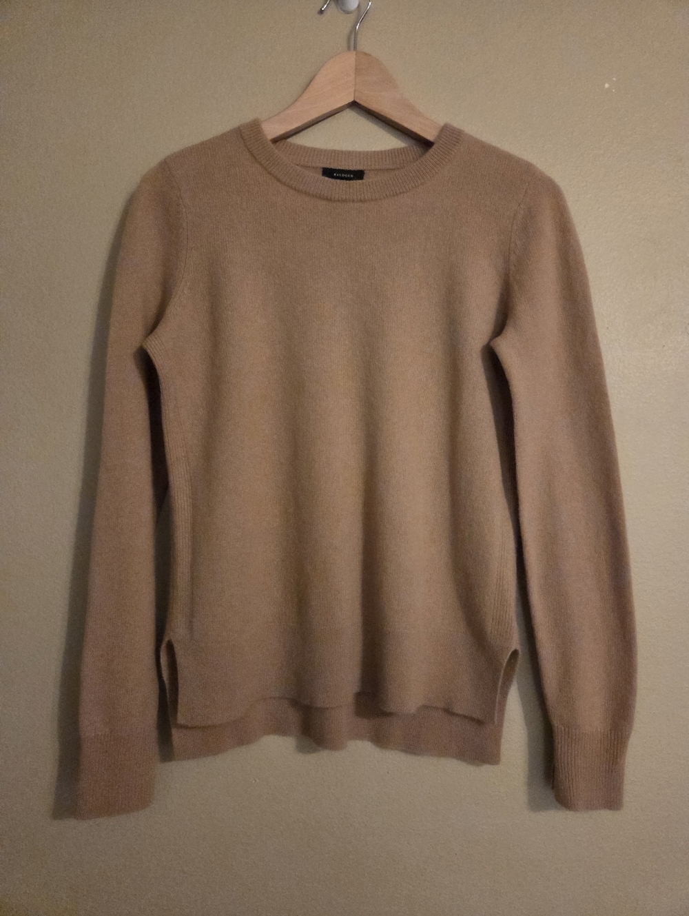 HALOGEN Khaki Tan 100% Cashmere Crewneck Lightweight Minimalist Sweater Womens S - Picture 2 of 12